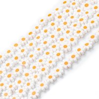 Brins de perles en verre Millefiori faits main, fleur, blanc, 56pcs — Perles à bijoux