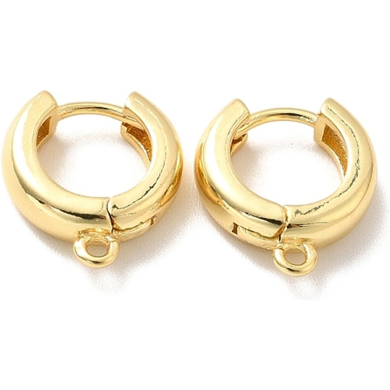 Brass Hoop Earring Findings with Horizontal Loop, 18K Gold Plated — Jewelry Findings