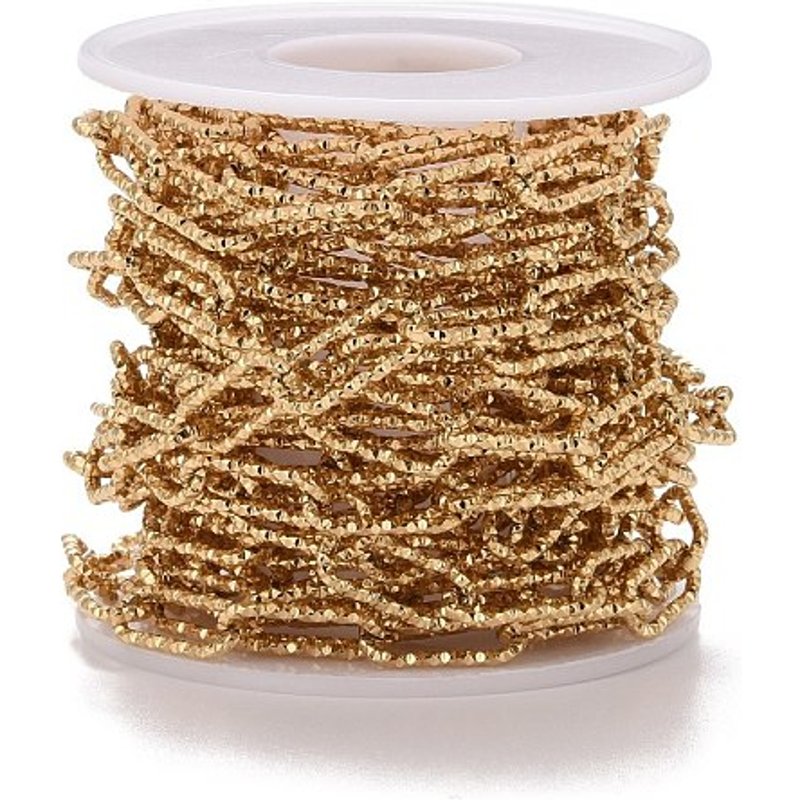 Ion Plating 304 Stainless Steel Paperclip Chains, Golden, 16.40 Feet