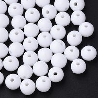 Perles Acryliques Opalescentes, Rondes, Blanches, 8x7mm, 1745pcs/500g — Perles à bijoux