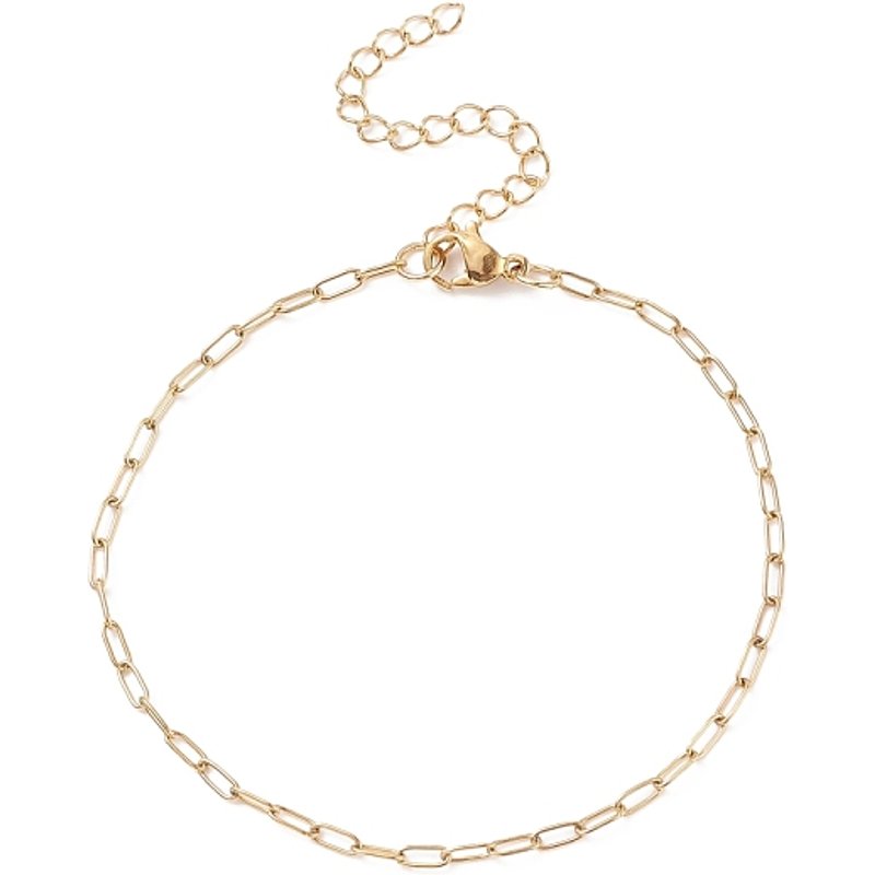 Bracelet Chaînes Paperclip en Acier Inoxydable 304 Doré pour Femmes — Bracelet Femme