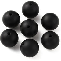 Perles Focal Ronde en Silicone Écologique, Noires, 15mm, Trou 2mm — Perles à bijoux