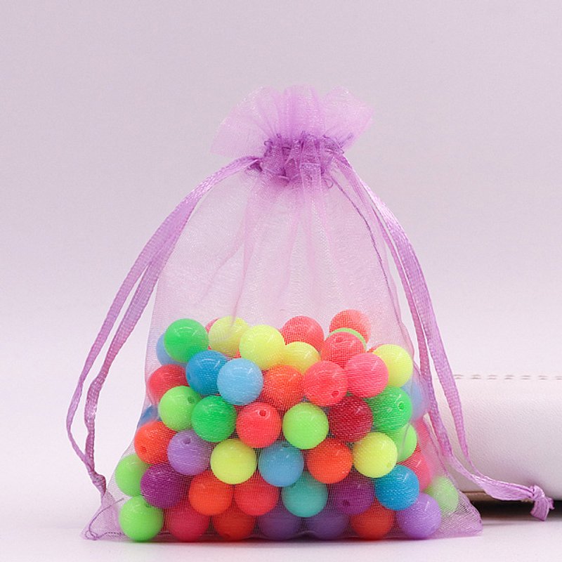 Rectangle Organza Drawstring Bags, Plum, 9x7 cm — Jewelry Display & Storage