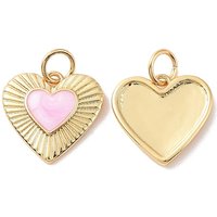 Pendentifs en Émail en Laiton en Forme de Cœur, Plaqué Or 18K, Rose Perle — Breloques et pendentifs