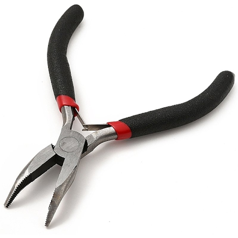 Pinces à Bijoux 45# en Acier au Carbone à Nez Courbé avec Mâchoire Dentée — Outils de création de bijoux