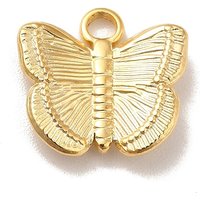 Ion Plating 304 Stainless Steel Butterfly Charms, 18K Gold Plated — Charms & Pendants