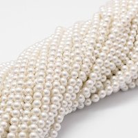 Fils de perles en coquillage, qualité A, poli, rond, blanc, 6mm — Perles à bijoux