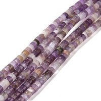 Fils de perles d'améthyste naturelle, perles heishi, rondes plates 4x2mm — Perles à bijoux