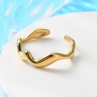 Bague ouverte en acier inoxydable 304 avec plaquage PVD pour femmes — Bijoux fantaisie