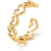 PVD Vacuum Plating 304 Stainless Steel Heart Wrap Open Cuff Ring — Costume Jewelry