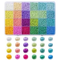 312G 24 Color 8/0 Baking Paint Glass Seed Beads, Round, Mixed — Jewelry Beads