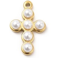 Pendentif Croix en Acier Inoxydable 304 avec Perles en Plastique — Breloques et pendentifs