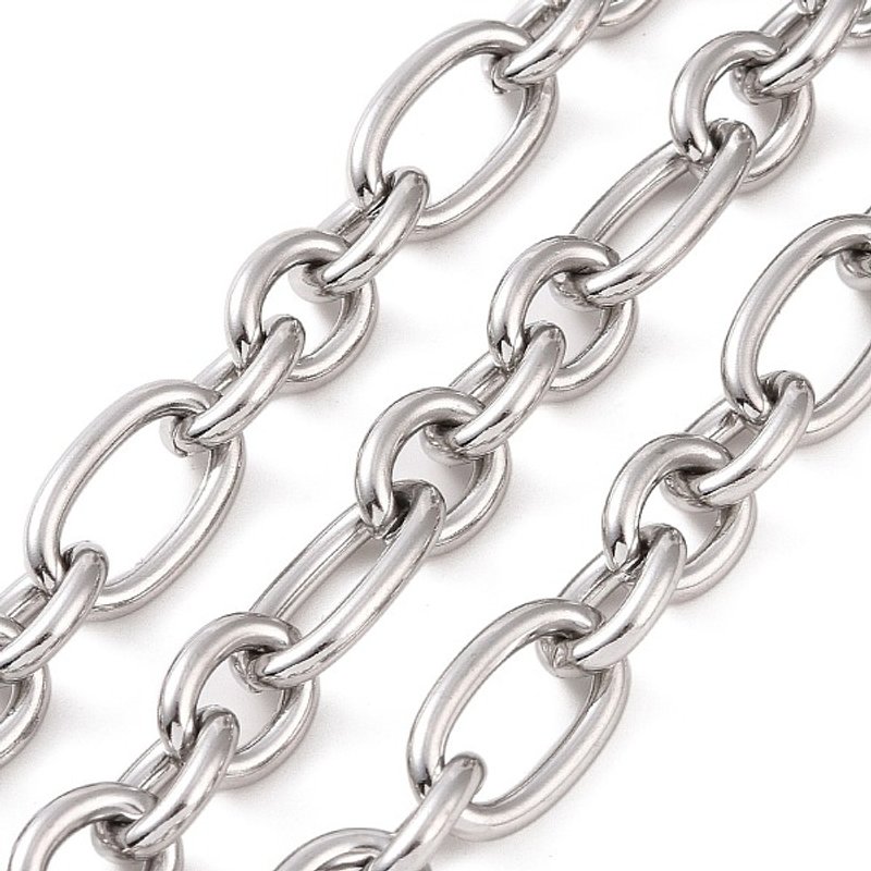 304 Stainless Steel Figaro Chains, Unwelded, 16.40 Feet Roll — Chains, Wire & Cord