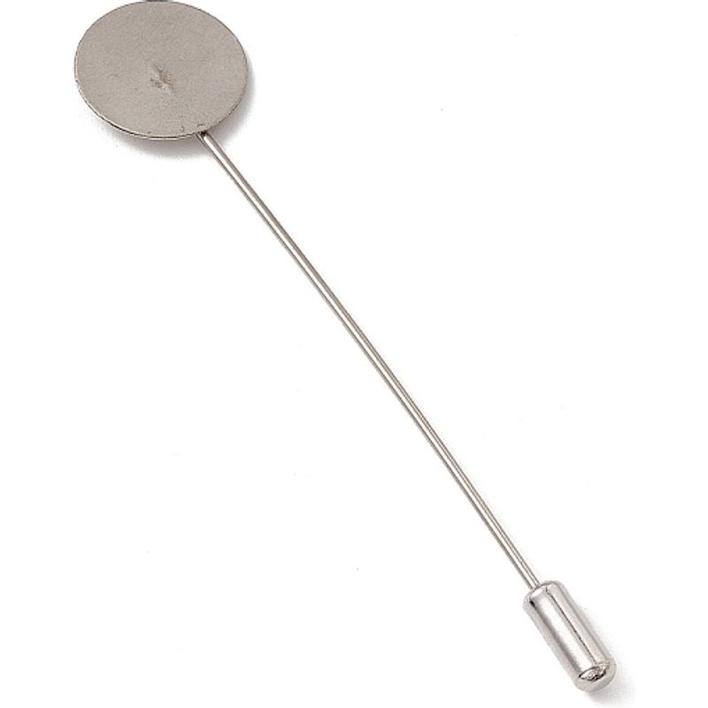 304 Stainless Steel Lapel Pins Base Settings with Flat Round Pads — Jewelry Findings