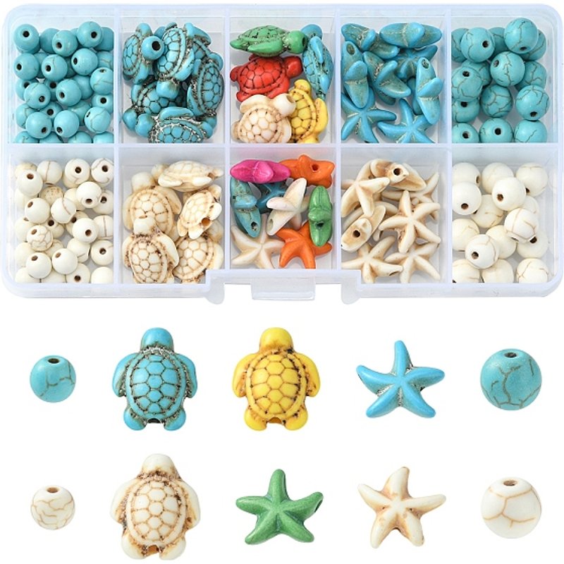Kit de Perles en Turquoise Synthétique - Formes et Couleurs Variées — Perles à bijoux