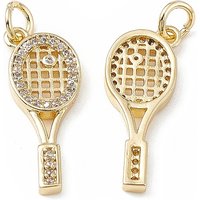 Brass Micro Pave Tennis Racket Charms with 18K Gold Plating — Charms & Pendants