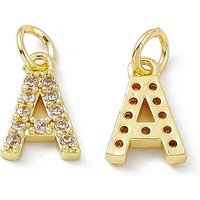 Charm en Laiton Plaqué Or 18K - Lettre A avec Zirconia Cubique — Breloques et pendentifs
