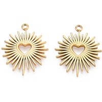 Pendentif en Acier Inoxydable 304 avec Charme en Cœur, Plaqué Or 18K — Breloques et pendentifs