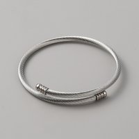 304 Stainless Steel Round Rope Chain Cuff Bangle for Women