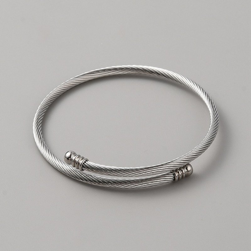 304 Stainless Steel Round Rope Chain Cuff Bangle for Women — Bracelet Women