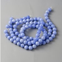Fils de perles en agate dentelée bleue teinte naturelle, rondes, 8mm — Perles à bijoux