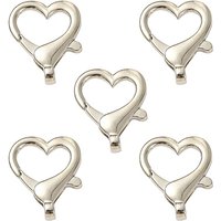 Zinc Alloy Heart Lobster Claw Clasps, Platinum, 26x22x6mm — Jewelry Findings