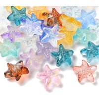 Perles en verre transparent en forme d'étoile de mer, couleurs mixtes, 15x15x7mm — Perles à bijoux