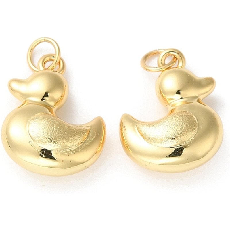 Pendentif Charm Canard en Laiton avec Anneau de Saut, Plaqué Or 18K — Breloques et pendentifs