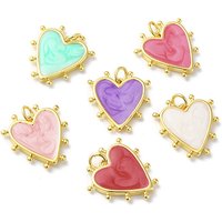 Pendentif en Émail en Laiton en Forme de Cœur, Plaqué Or 18K — Breloques et pendentifs