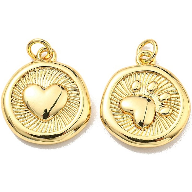 Pendentif en laiton Rack Plating avec charme empreinte de cœur et de patte — Breloques et pendentifs