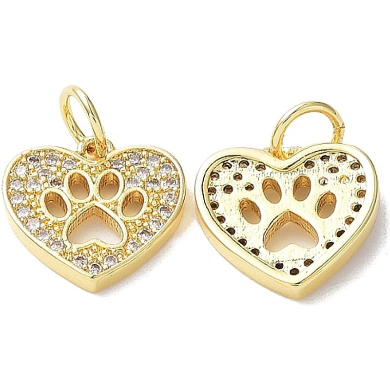Brass Micro Pave Cubic Zirconia Heart Pendants, 18K Gold Plated — Charms & Pendants