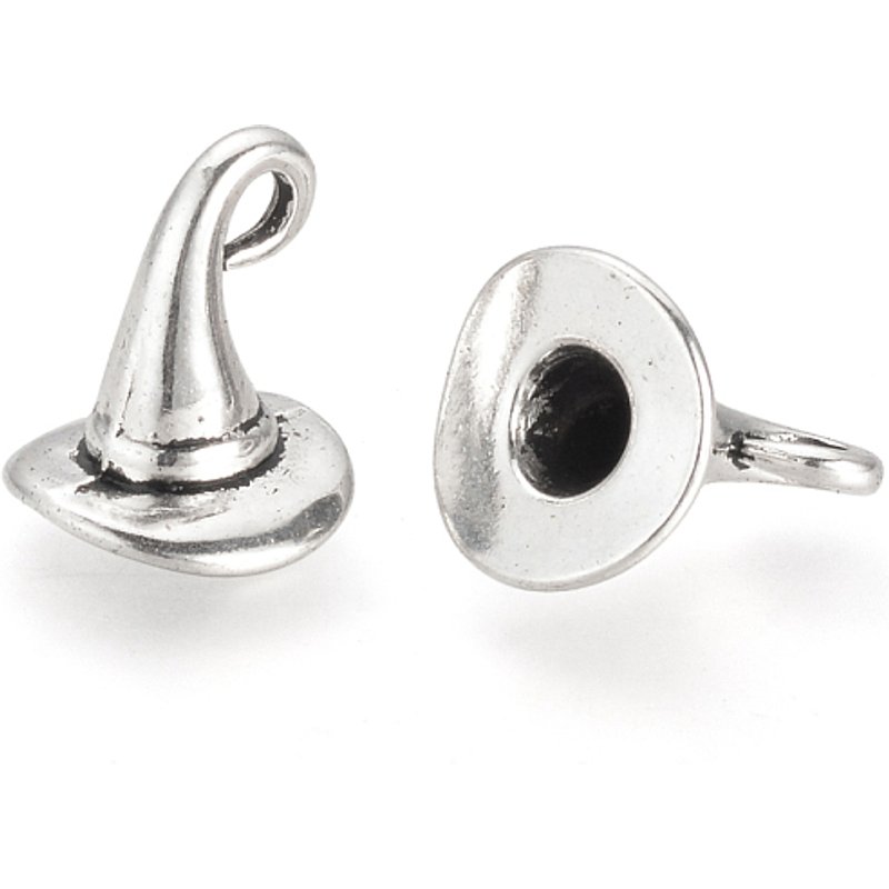 Tibetan Style Alloy Witch Hat Charms, Antique Silver, 11mm — Charms & Pendants
