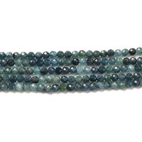 Natural Blue Tourmaline Beads Strands, Round, Faceted, Grade AA