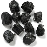 Pendants en tourmaline noire naturelle avec attaches en acier inoxydable — Breloques et pendentifs