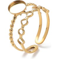 304 Stainless Steel Open Cuff Ring Components with 14K Gold Plating — Jewelry Findings