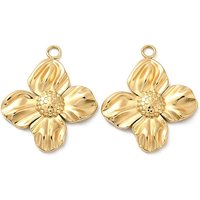 Pendentif en Acier Inoxydable 316L avec Charm Fleur en Ion Plating — Breloques et pendentifs