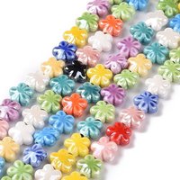 Brins de Perles en Porcelaine Fait Main, Fleurs Perlées, Couleurs Mixtes — Perles à bijoux