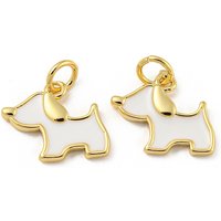 Brass Enamel Dog Charm with Jump Ring, 18K Gold Plated — Charms & Pendants