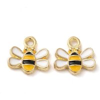 Charm en Émail Alliage, Abeille, Doré, 10x10.5x2mm, Trou: 1.4mm — Breloques et pendentifs