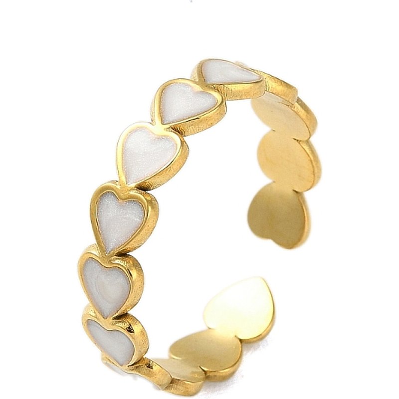Bague de Poignet en Acier Inoxydable Plaquée Or 18K, Coeur, Ajustable — Bijoux fantaisie