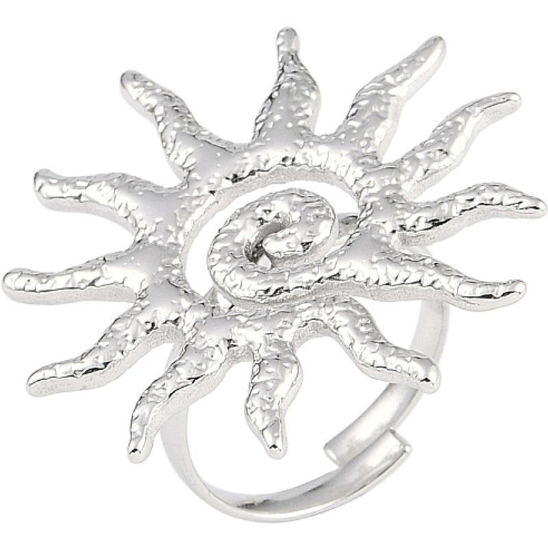 Non-Tarnish Textured Sun Adjustable Ring for Women, Size 7 3/4 — Costume Jewelry