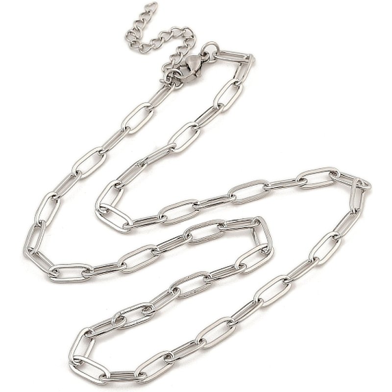 Collier Chaîne Paperclip en Acier Inoxydable 304 pour Femmes — Collier pendentif