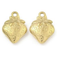 Charm en Acier Inoxydable 304 avec Plaquage en Or 18K, Fraise — Breloques et pendentifs