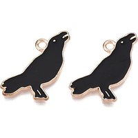 Pendentif en Émail en Alliage Thème Halloween, Oiseau, Or Clair — Breloques et pendentifs