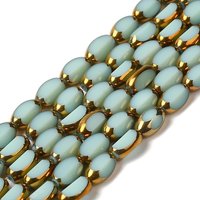 Brins de perles en verre électroplaqué, couleur opaque Honeydew, demi plaqué or — Perles à bijoux