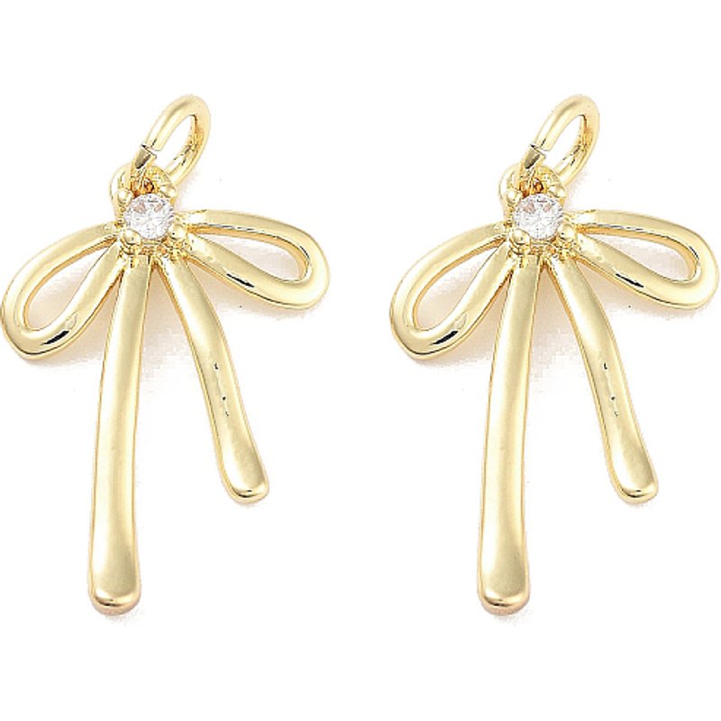 Rack Plating Brass Clear Cubic Zirconia Bowknot Pendant with Jump Ring — Charms & Pendants