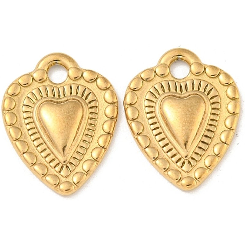 Pendentif en acier inoxydable 304 en forme de cœur, plaqué or 18K — Breloques et pendentifs