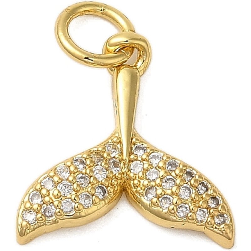 Charms Rack Plating en forme de queue de sirène avec zircon cubique, plaqué or 18K — Breloques et pendentifs