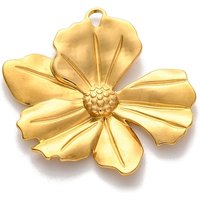 Pendentif en Acier Inoxydable 304, Charme Fleur, Plaqué Or 18K — Breloques et pendentifs