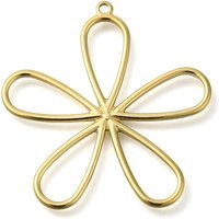 Ion Plating 304 Stainless Steel Flower Charm Pendant